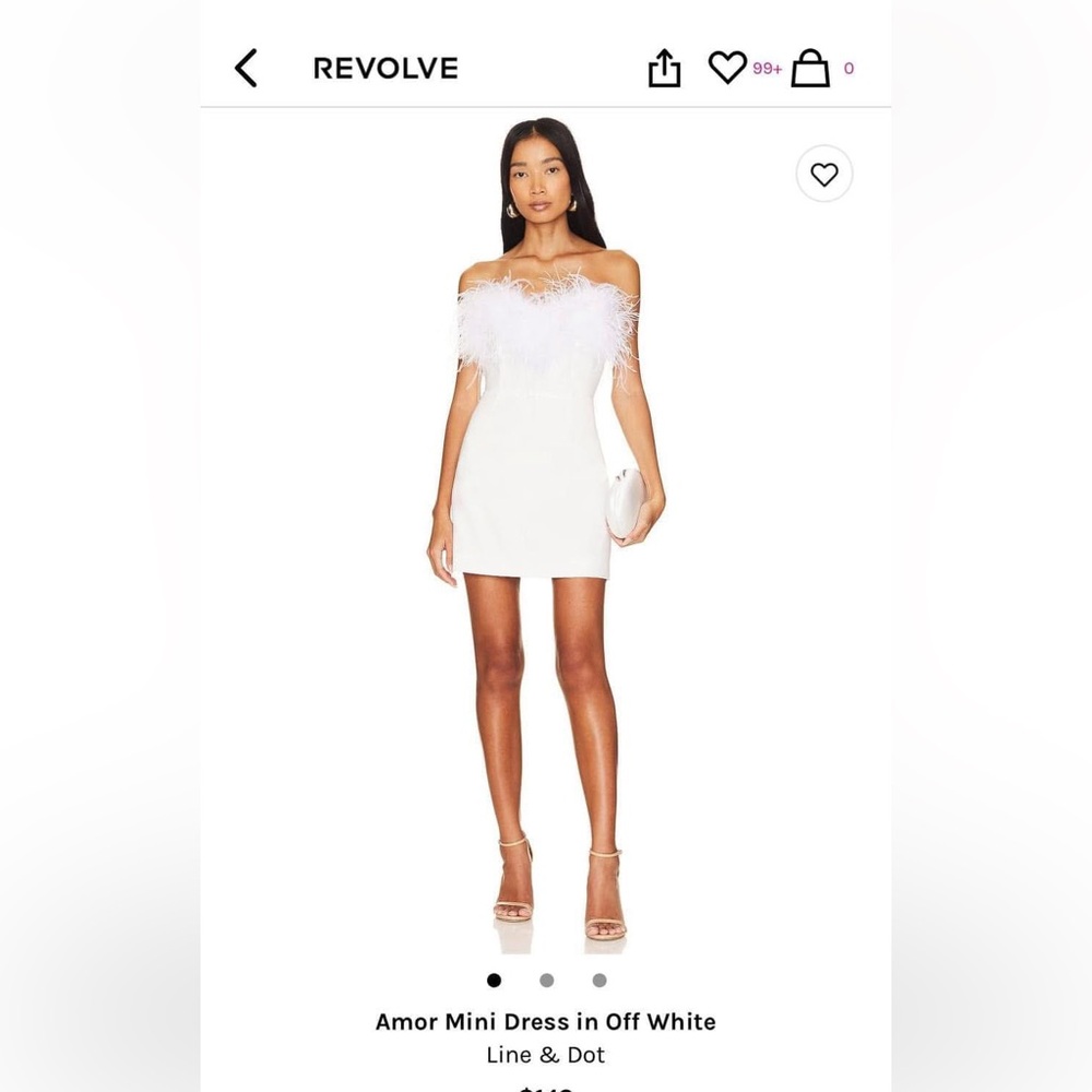 Line and Dot White Satin dress